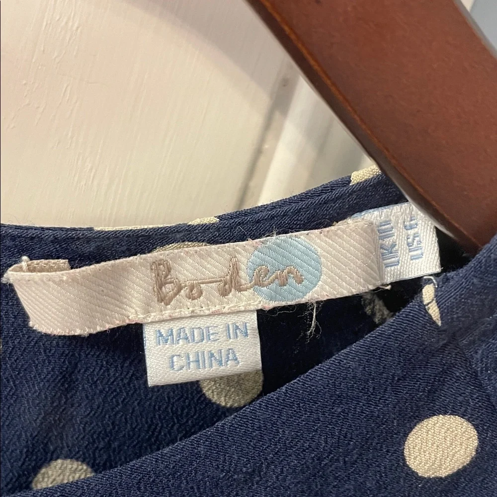 Boden Navy Montpellier Peter Pan Collar Polka Dot Blouse - Picture 3 of 7